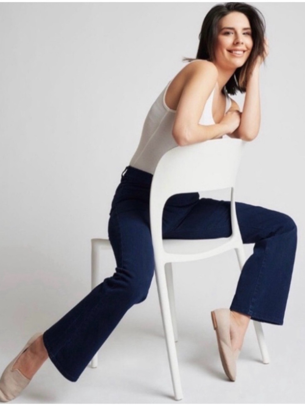 Betabrand Yoga Denim Straight High Rise Pull On Jeans Sz X-Large Petite